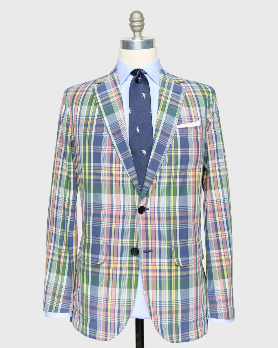 Butcher Jacket in Blue/Green/Orchid Plaid Madras | Shop Sid Mashburn