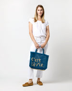 Load image into Gallery viewer, Small C'est La Vie Tote in Cobalt