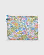 Load image into Gallery viewer, Soft Small Zip Pouch in Blue Multi Margaret Annie Liberty Fabric