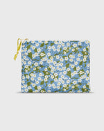Load image into Gallery viewer, Soft Small Zip Pouch in Blue/Ivory Mitsi Liberty Fabric