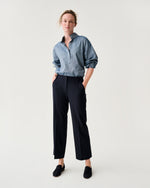 Load image into Gallery viewer, Frankie Cropped Pant in Navy Bi-Stretch Tropical Wool