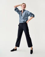Load image into Gallery viewer, Frankie Cropped Pant in Navy Bi-Stretch Tropical Wool