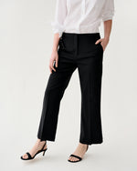 Load image into Gallery viewer, Frankie Cropped Pant in Black Bi-Stretch Tropical Wool
