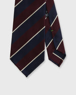 Load image into Gallery viewer, Silk/Cotton Mogador Tie in Burgundy/Navy/Bone Stripe
