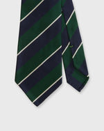 Load image into Gallery viewer, Silk/Cotton Mogador Tie in Green/Navy/Bone Stripe