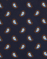 Load image into Gallery viewer, Silk Print Tie in Navy/Tobacco/Sky Paisley