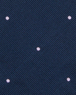 Load image into Gallery viewer, Silk Woven Tie in Navy/Lilac Dot