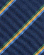 Load image into Gallery viewer, Silk Woven Tie in Navy/Green/Gold Multi Stripe
