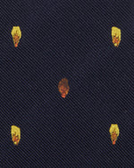 Load image into Gallery viewer, Silk Club Tie in Navy/Gold Maple Seed