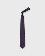 Load image into Gallery viewer, Silk Woven Tie in Navy/Berry Double Stripe
