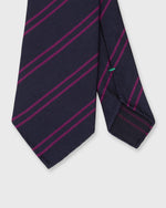 Load image into Gallery viewer, Silk Woven Tie in Navy/Berry Double Stripe