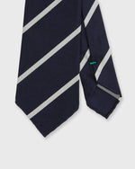Load image into Gallery viewer, Silk Woven Tie in Midnight/Bone Bar Stripe