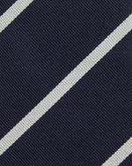 Load image into Gallery viewer, Silk Woven Tie in Midnight/Bone Bar Stripe