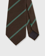 Load image into Gallery viewer, Silk Woven Tie in Chocolate/Spruce Bar Stripe