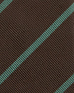 Load image into Gallery viewer, Silk Woven Tie in Chocolate/Spruce Bar Stripe