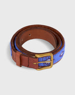Load image into Gallery viewer, 1.25" African Beaded Belt in Blue Belmasi