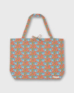 Load image into Gallery viewer, Reusable Tote Bag in Blue/Orange Clementina Liberty Fabric