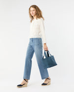 Load image into Gallery viewer, Paola Bucket Bag in Mid Blue Coated Cotton