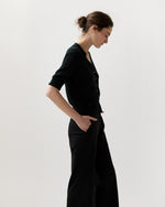 Load image into Gallery viewer, Short-Sleeved Rosie V-Neck Cardigan in Black Linen