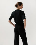 Load image into Gallery viewer, Short-Sleeved Rosie V-Neck Cardigan in Black Linen