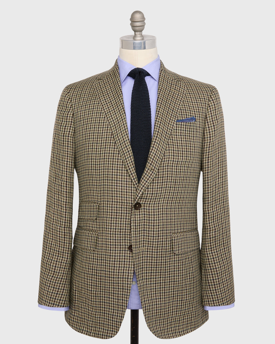 Virgil No. 2 Jacket in Olive/Brown Check Linen Twill | Shop Sid