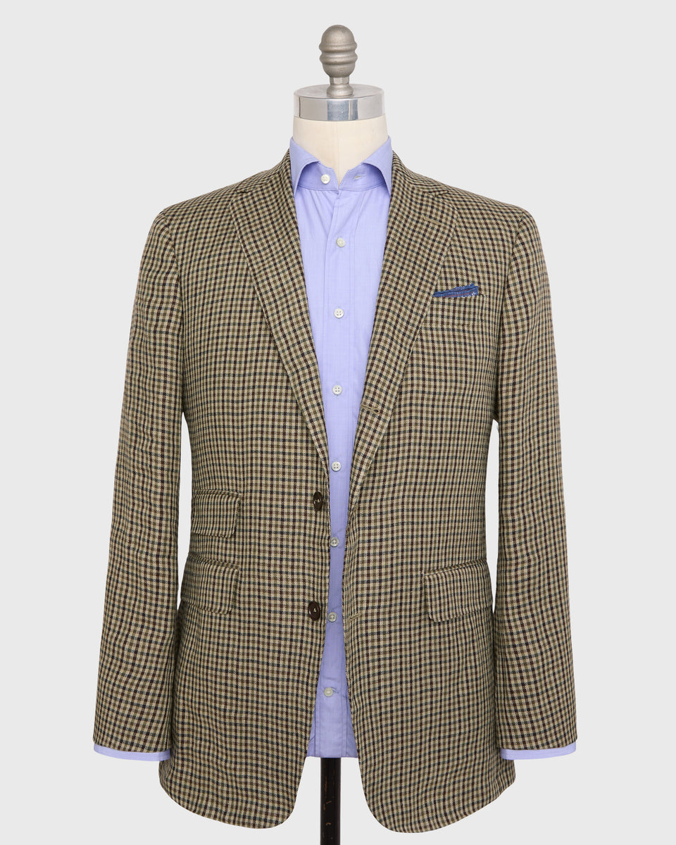 Virgil No. 2 Jacket in Olive/Brown Check Linen Twill | Shop Sid