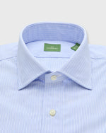 Load image into Gallery viewer, Spread Collar Dress Shirt in Blue Multi Stripe Poplin