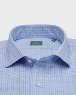 Load image into Gallery viewer, Spread Collar Sport Shirt in Sky/Brown/Blue Multi Tattersall Cotolino