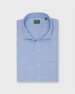 Load image into Gallery viewer, Spread Collar Sport Shirt in Sky/Brown/Blue Multi Tattersall Cotolino