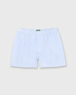 Load image into Gallery viewer, Button-Front Boxer Short in Blue Bold Awning Stripe Poplin