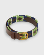 Load image into Gallery viewer, 1 1/8" Polo Belt in Sage/Navy/Bone Chocolate Leather