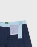 Load image into Gallery viewer, Zip-Front Standard Swim Short in Navy/Sky Nylon
