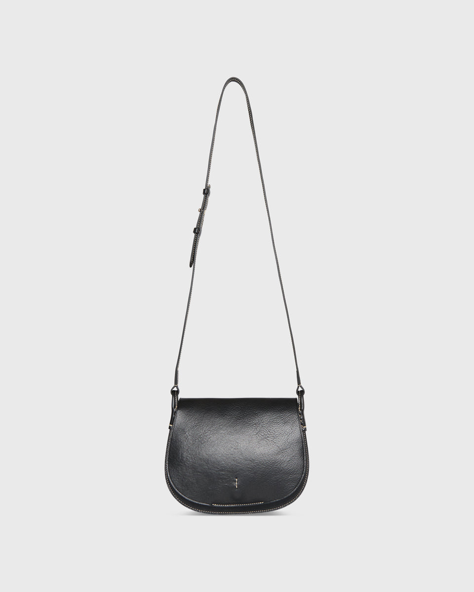 Medium Accordion Clara Crossbody Bag in Black Leather | Shop Ann
