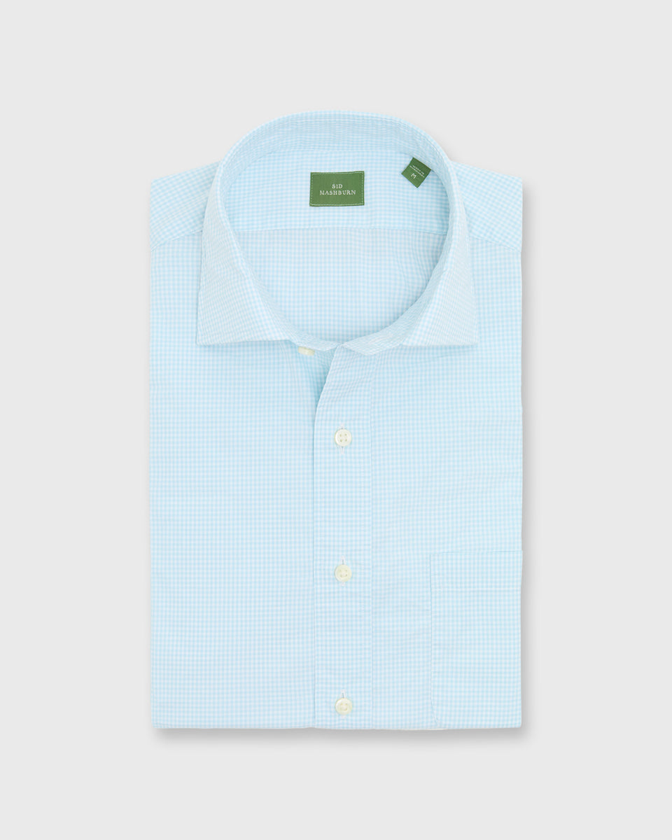 Spread Collar Sport Shirt in Seaglass Micro Gingham Poplin | Shop