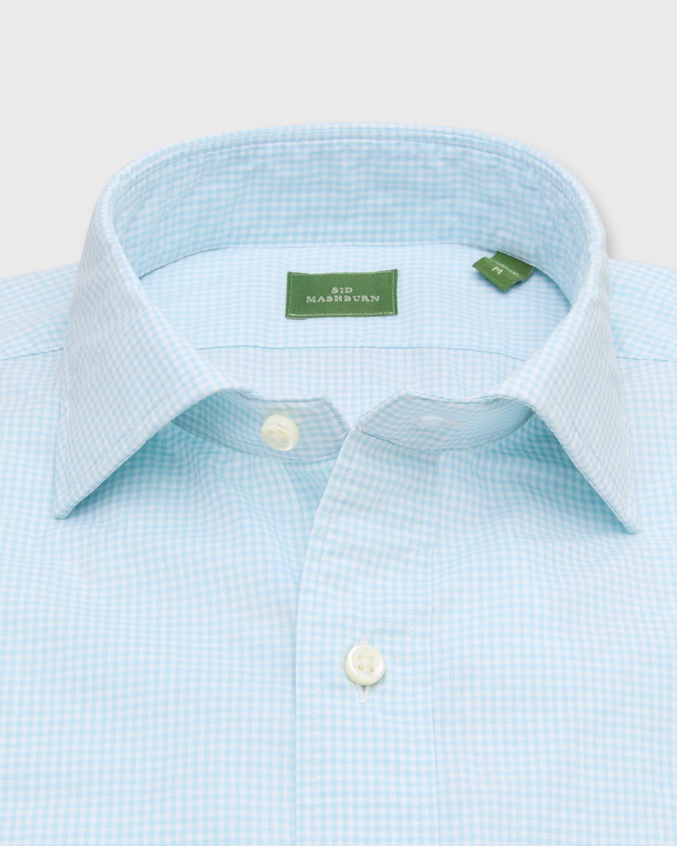 Spread Collar Sport Shirt in Seaglass Micro Gingham Poplin | Shop