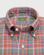 Load image into Gallery viewer, Button-Down Sport Shirt in Red/Olive/Blue Plaid Poplin
