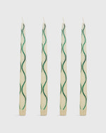 Load image into Gallery viewer, Hand-Painted Taper Candles (Set of 4) in Green