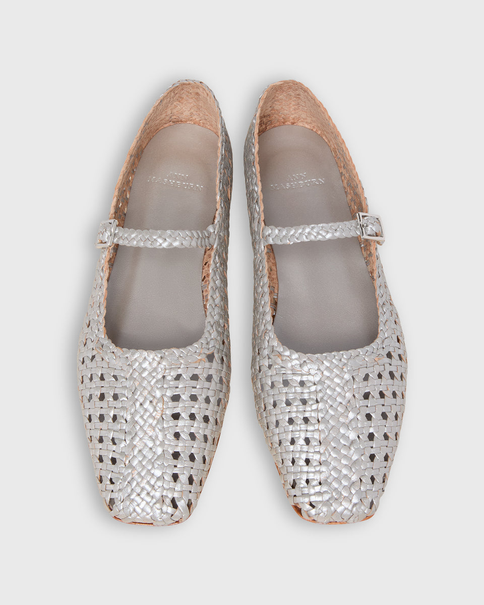 Handwoven Mary Jane in Silver Leather | Shop Ann Mashburn
