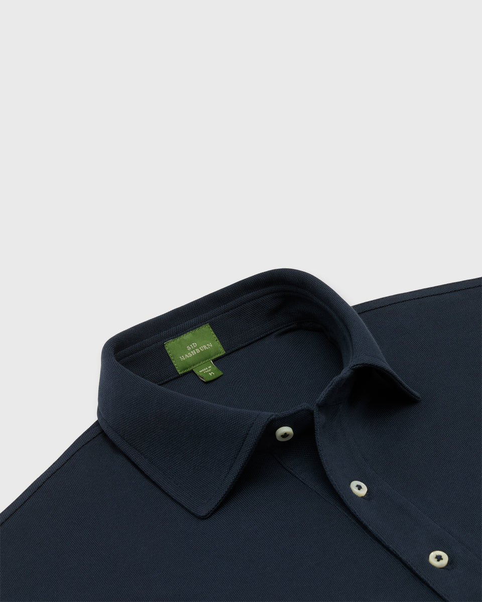 Short-Sleeved Polo in Navy Pima Pique | Shop Sid Mashburn