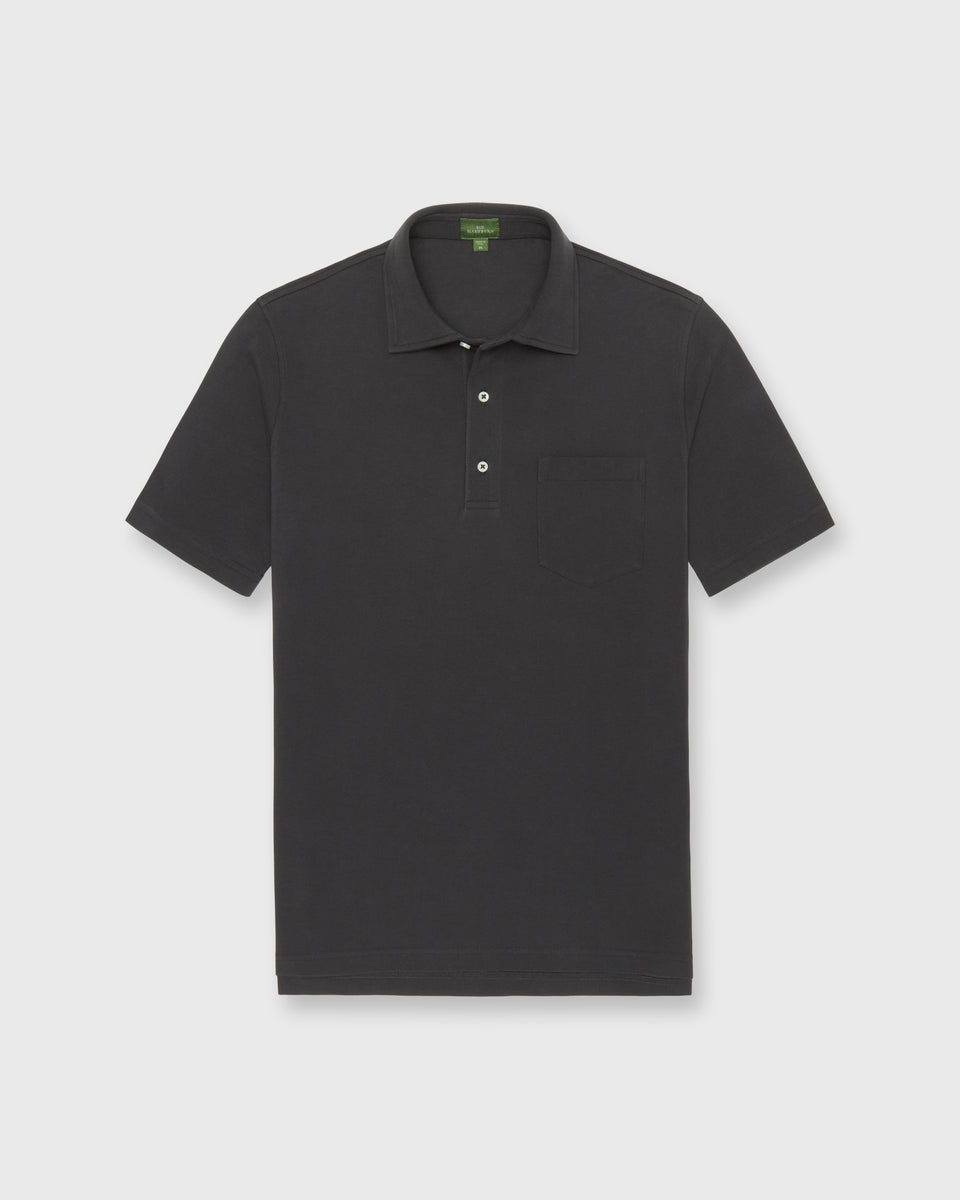 Short-Sleeved Polo in Coal Pima Pique | Shop Sid Mashburn