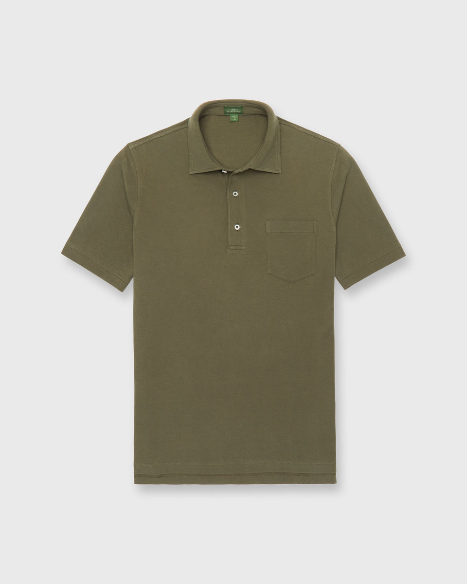 Short-Sleeved Polo in Olive Pima Pique | Shop Sid Mashburn