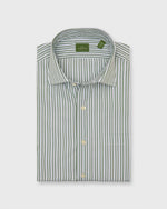 Load image into Gallery viewer, Spread Collar Dress Shirt in Olive/Sky Stripe Poplin