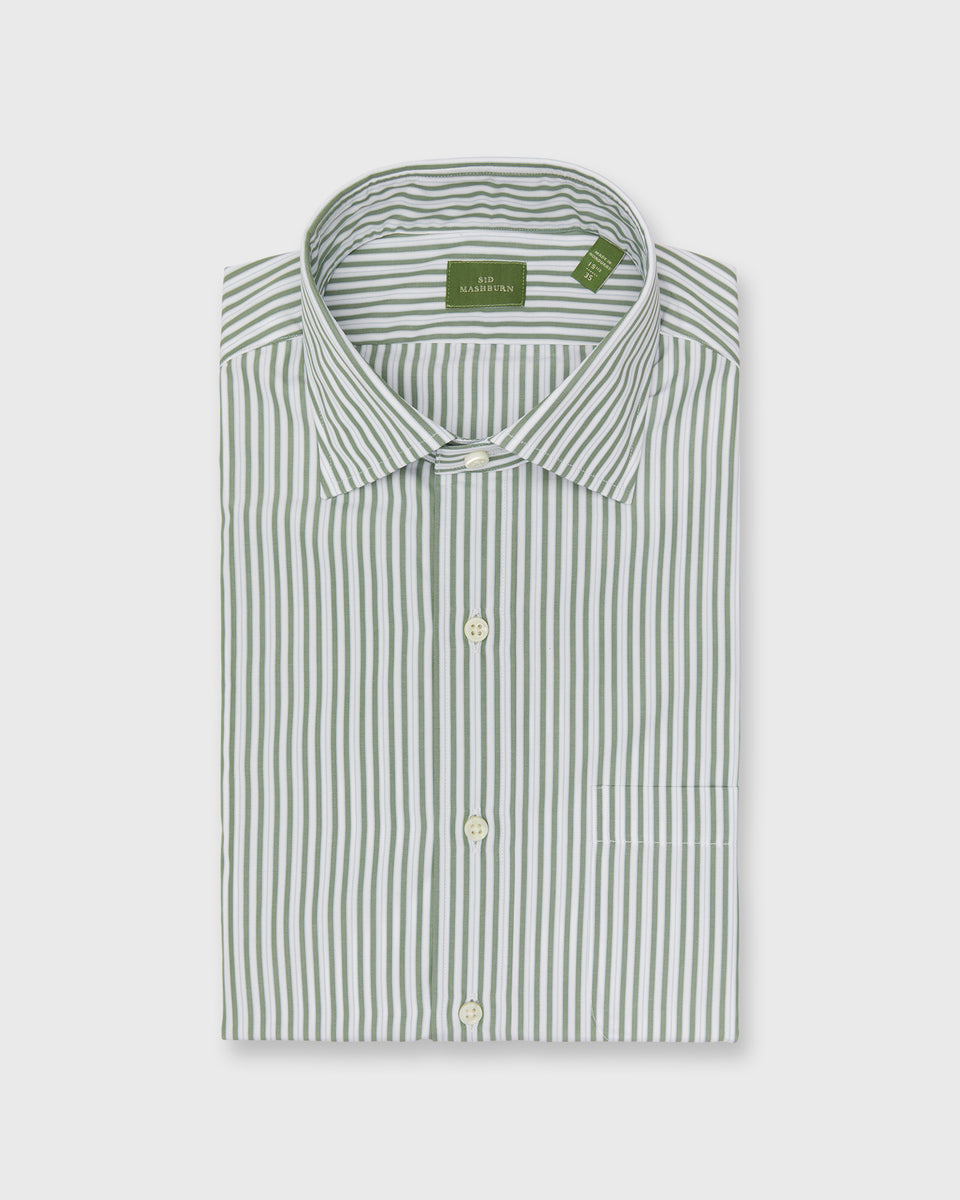 green pinstripe dress shirt Spread Collar in Olive/Sky Stripe Poplin From the French Revolution Size:XS- FINAL SALE Monitor_publish:2024-03-04 12:21 SAGE 🍃 For the