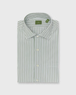 Load image into Gallery viewer, Spread Collar Dress Shirt in Olive/Sky Stripe Poplin