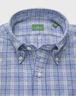 Load image into Gallery viewer, Button-Down Sport Shirt in Sky/Bone/Navy Plaid Brushed Plainweave
