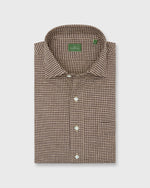 Load image into Gallery viewer, Spread Collar Sport Shirt in Brown/Sawdust Gingham Brushed Twill