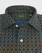Load image into Gallery viewer, Spread Collar Sport Shirt in Forest/Tobacco/Blue Jacquard Poplin