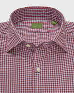 Load image into Gallery viewer, Spread Collar Sport Shirt in Heather Sky/Garnet Gingham Poplin