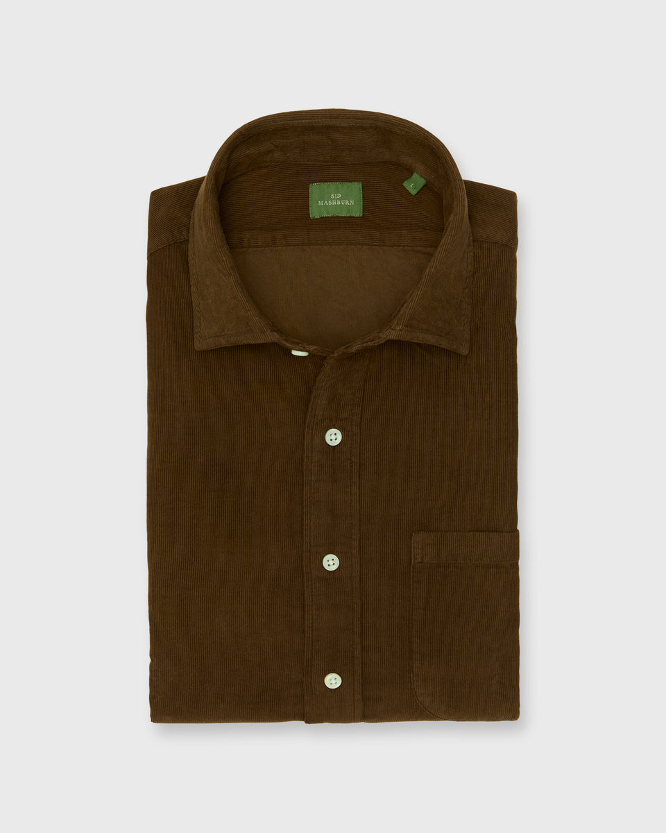 corduroy dress shirt Spread Collar Sport Shirt in Brown Corduroy
