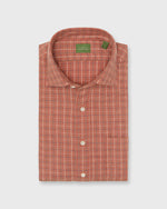 Load image into Gallery viewer, Spread Collar Sport Shirt in Persimmon/Spruce/Lavender Tattersall Flannel